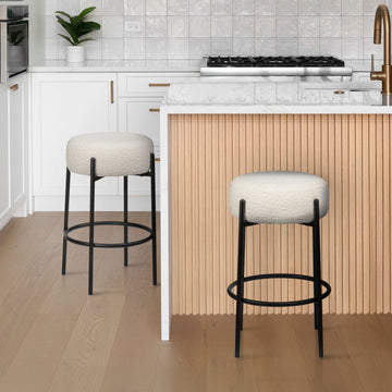 Paola Modern Metal/Bouclé Cushioned Counter & Bar Stool - JONATHAN Y